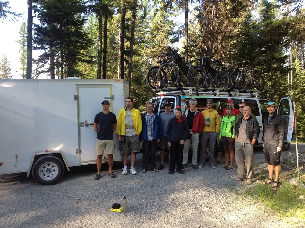 a large group at the Whitefish Bike Retreat